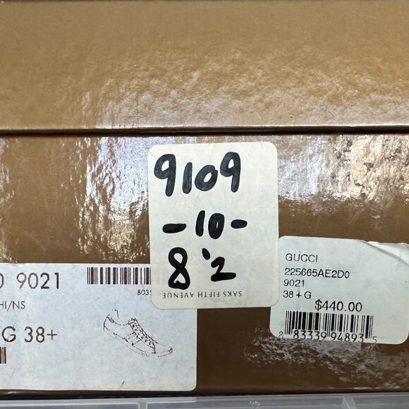 GUCCI- VINTAGE WHITE LEATHER SNEAKER-RED/GREEN STRIPES & GREEN LEATHER SIZE 38.5 - Picture 14 of 14